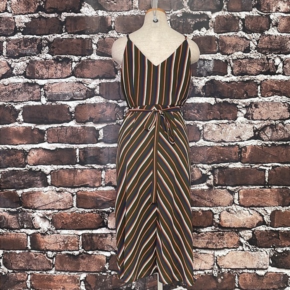 LUNIK Dress Wrap Olive Green Orange Blue Stripes Size Large - Picture 9 of 15